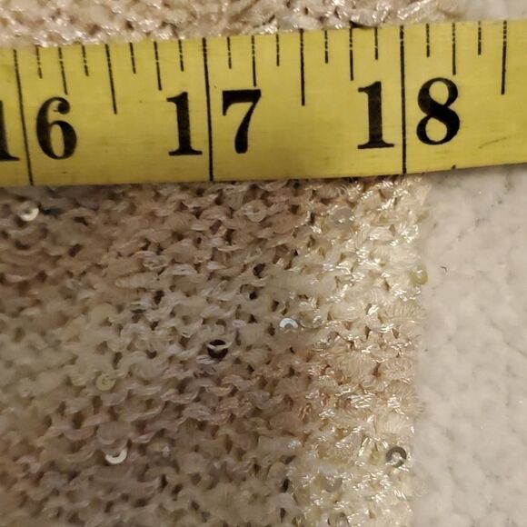 Liz claiborne cream long sleeve sequins sweater womens Large - Picture 7 of 9